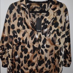 Nasty gal leopard print silk button down